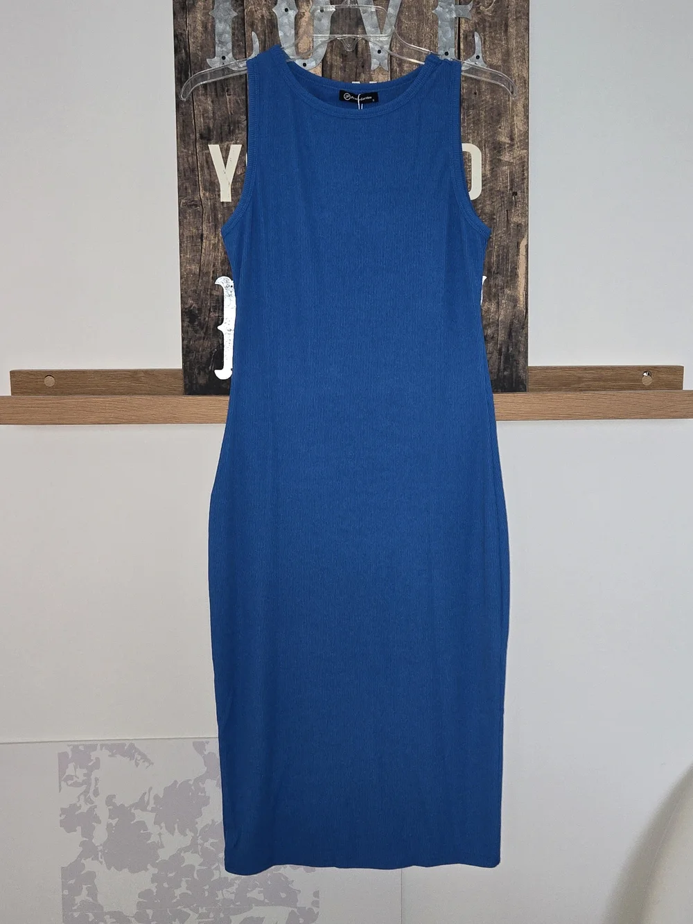 NWT Sleeveless Ribbed Midi Dress in Royal Blue, Womens Size Small. - Picture 7 of 7